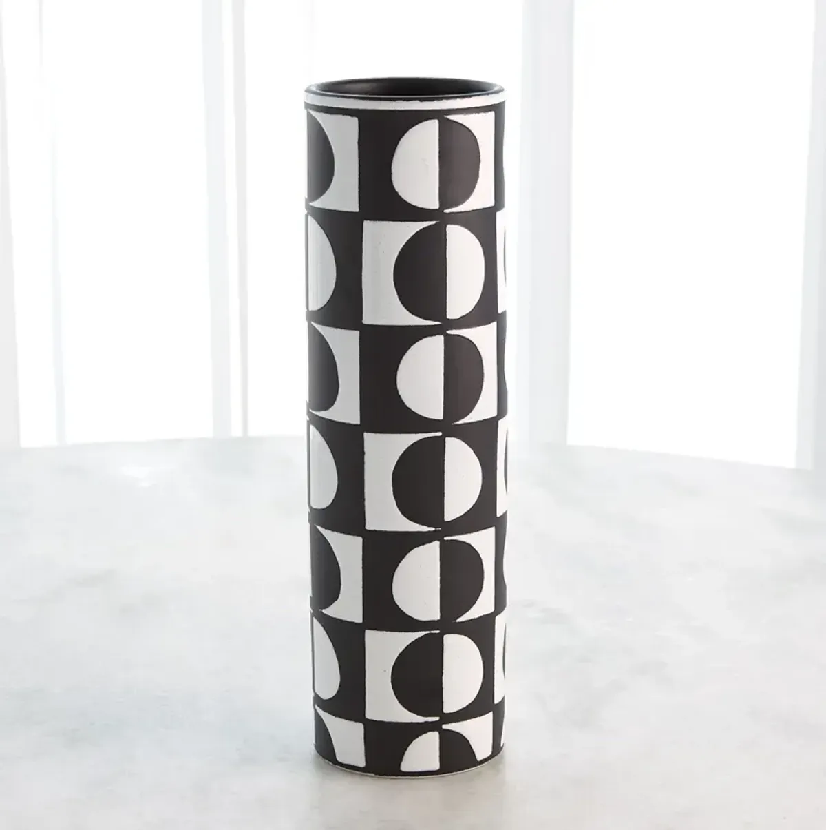 Black/White Circles Vase-Lg