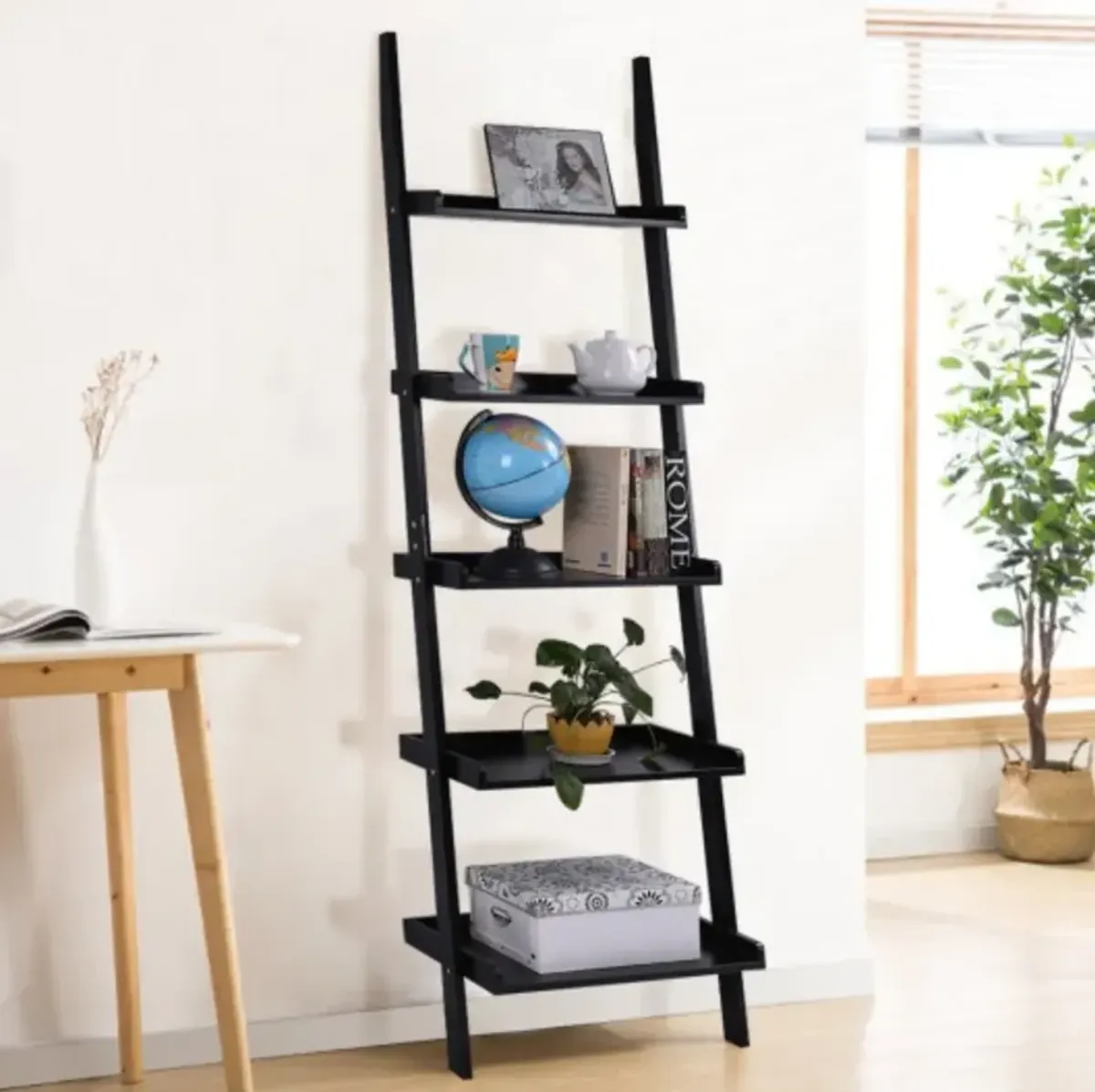 5-Tier Leaning Wall Display Bookcase