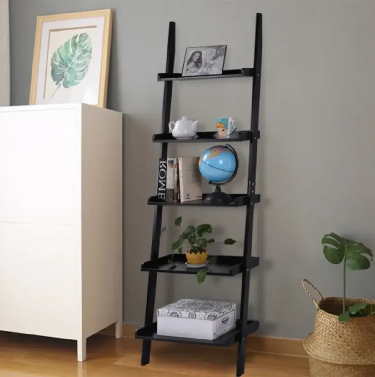 5-Tier Leaning Wall Display Bookcase