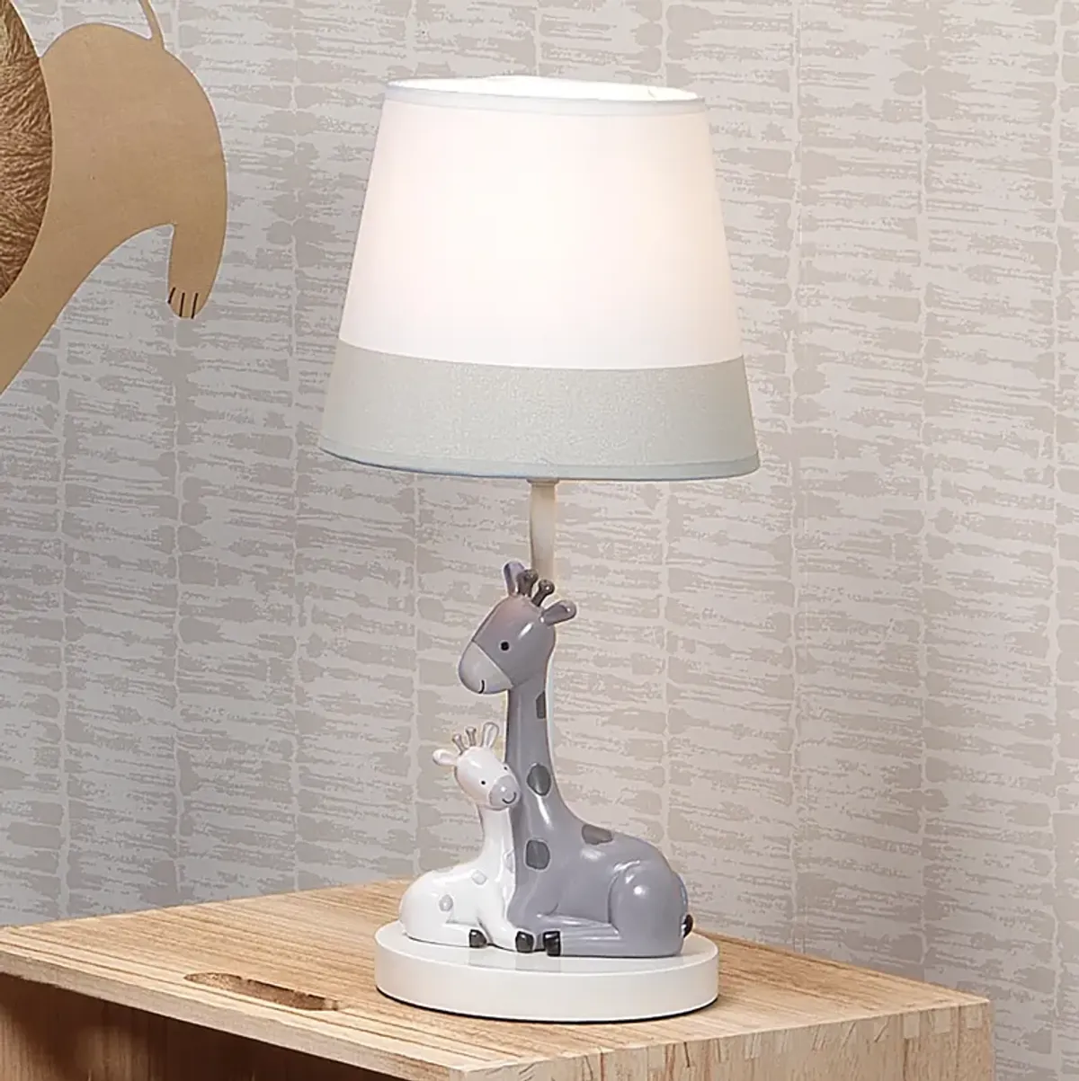 Lambs & Ivy Jungle Friends White/Gray Giraffe Nursery Lamp with Shade & Bulb