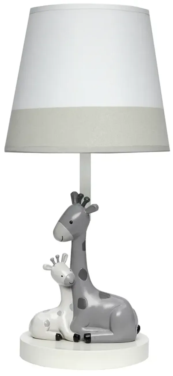 Lambs & Ivy Jungle Friends White/Gray Giraffe Nursery Lamp with Shade & Bulb