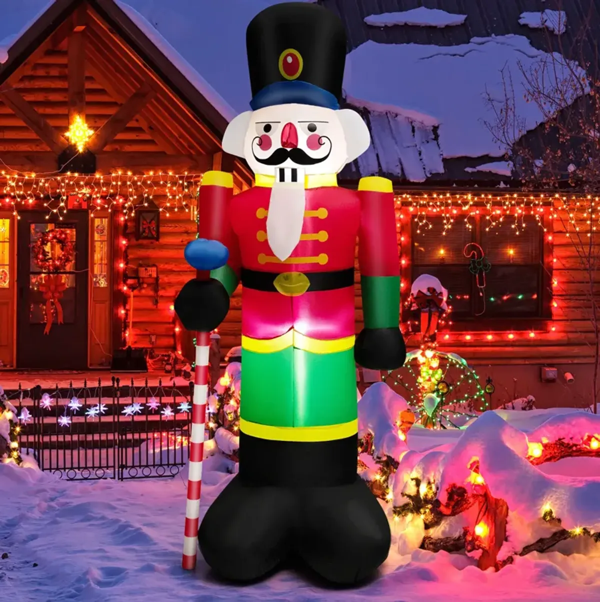 8 Feet Inflatable Nutcracker Soldier with 2 Built-in LED Lights