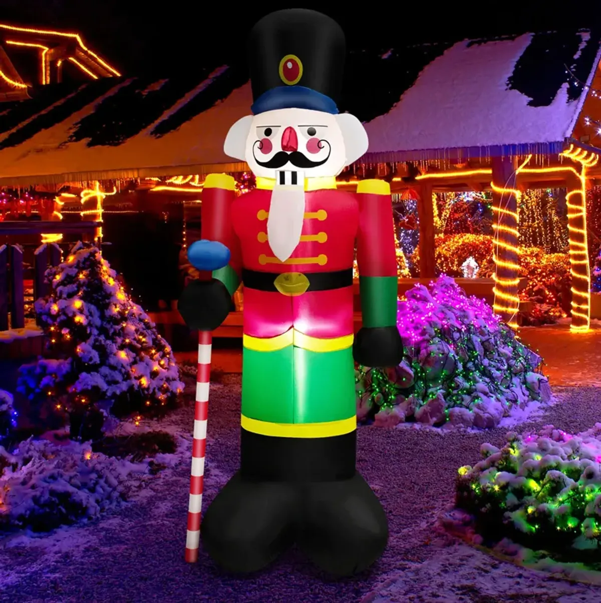 8 Feet Inflatable Nutcracker Soldier with 2 Built-in LED Lights