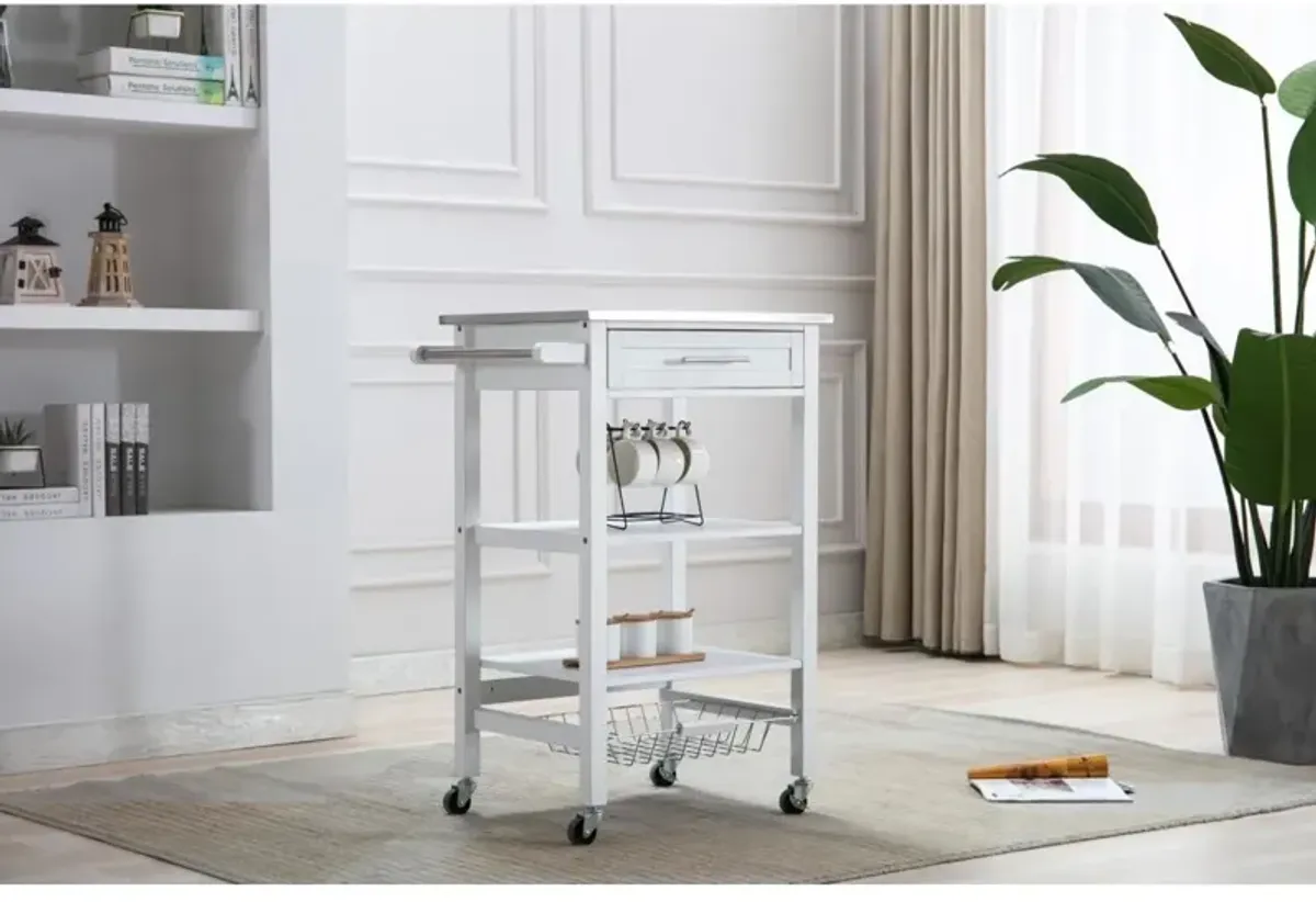 Boraam Hennington Kitchen Cart with Stainless Steel Top