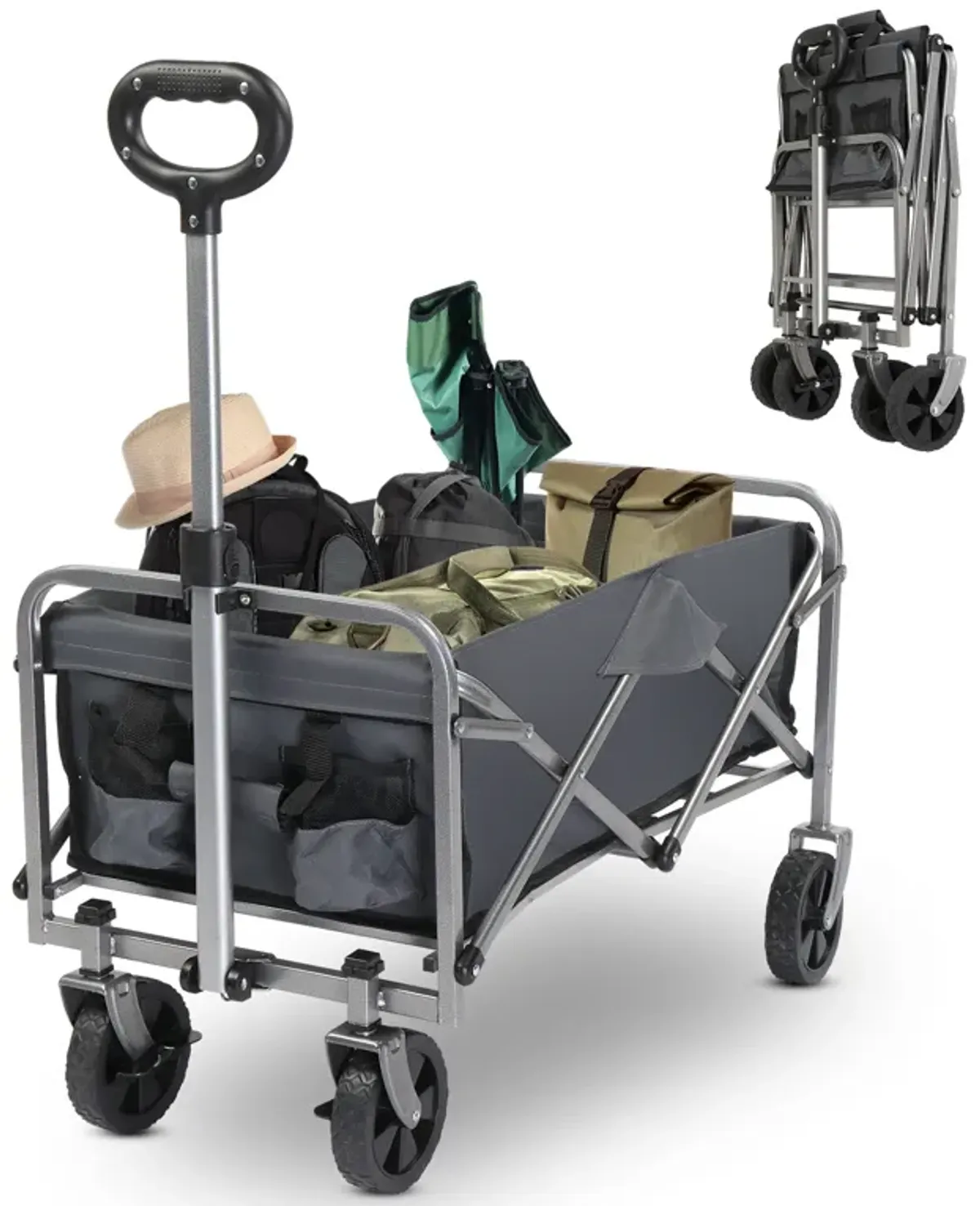 Garden Folding Cart Heavy-Duty Collapsible Trolley for Gardening Tools, Plants, and Outdoor Gear