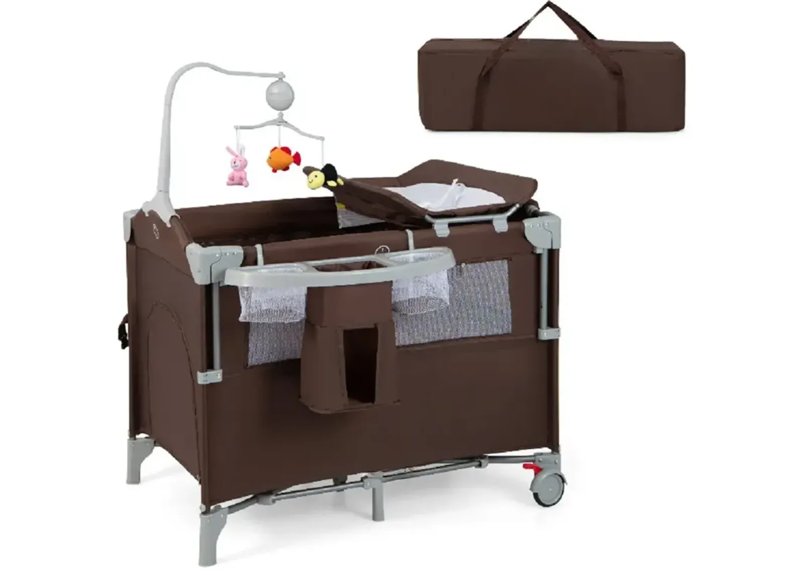 5-in-1  Portable Baby Beside Sleeper Bassinet Crib Playard with Diaper Changer