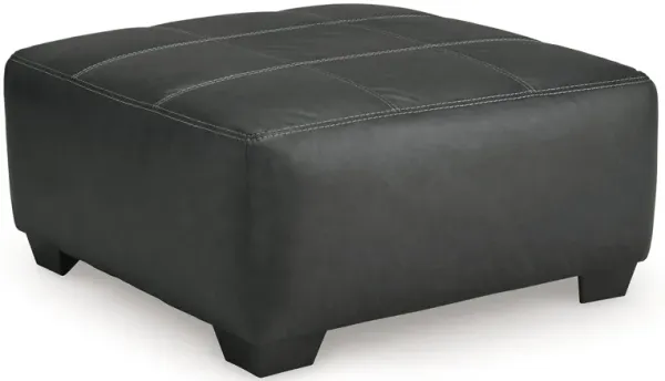 Burt Oversized Accent Ottoman, Dark Graphite Gray Polyester, 40 Inch - Benzara