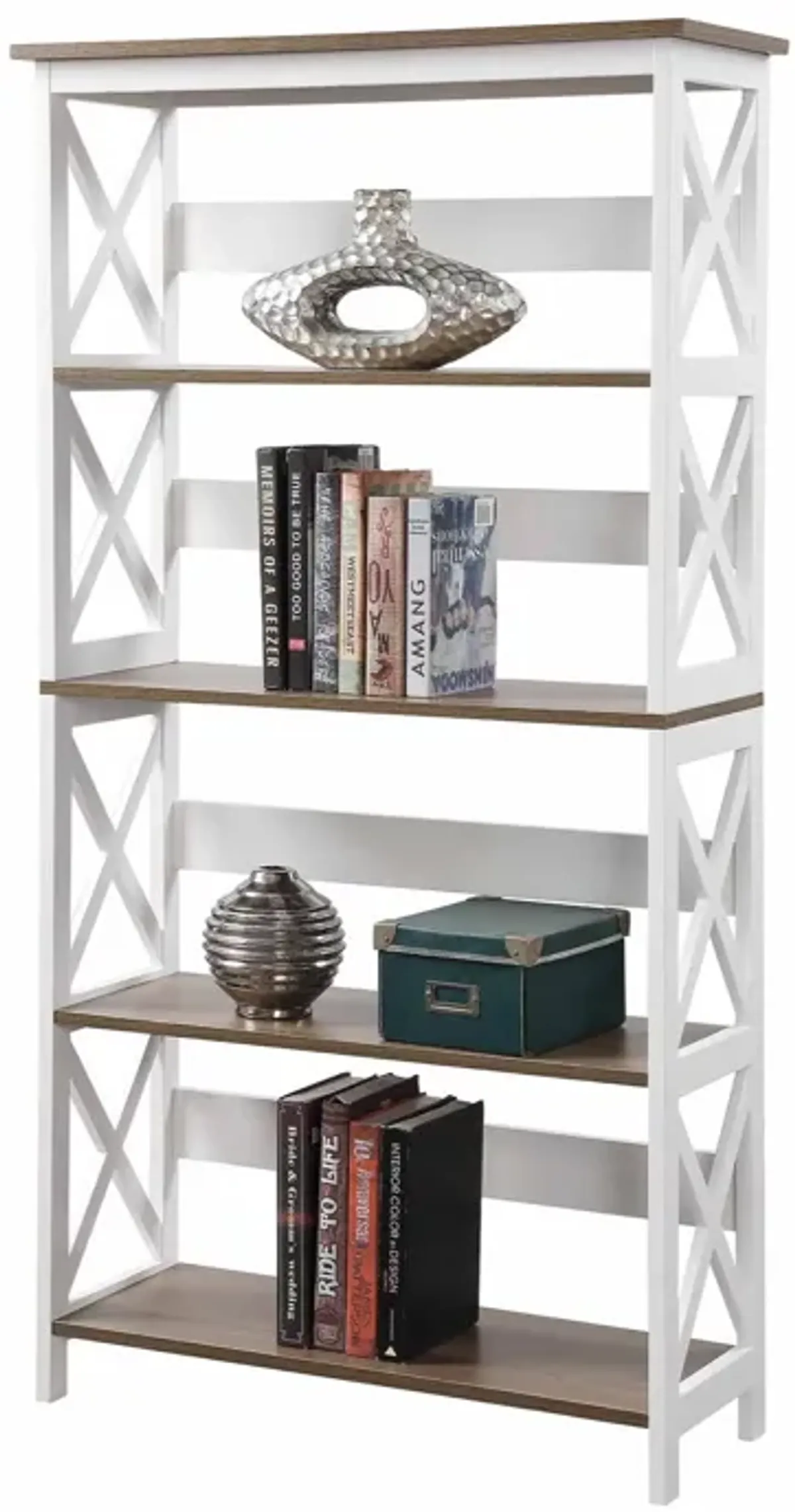 Convenience Concepts Oxford 5 Tier Bookcase, Driftwood / White