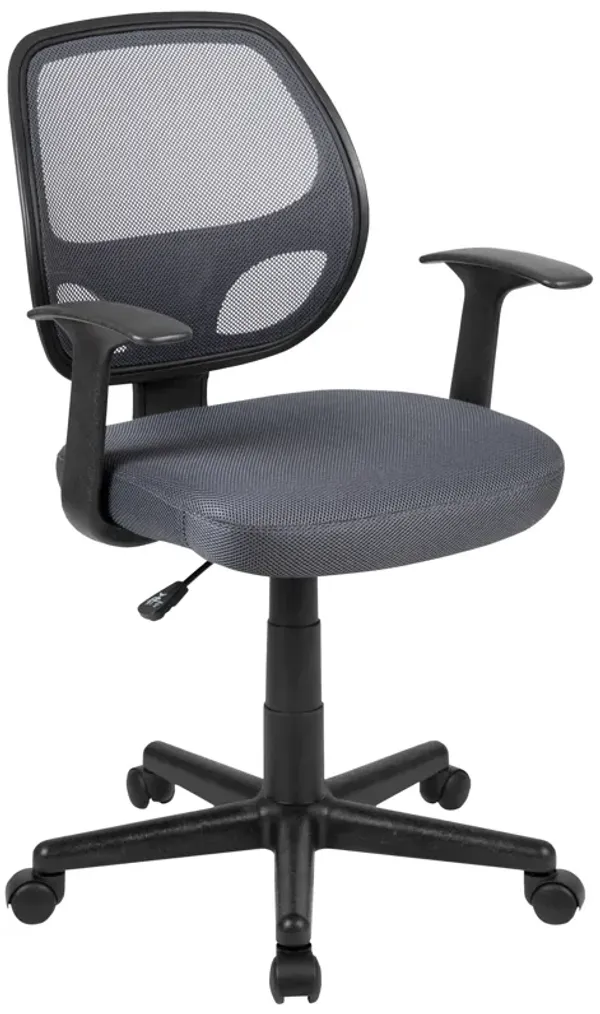 Flash Fundamentals Mid-Back Gray Mesh Swivel Ergonomic Task Office Chair with Arms
