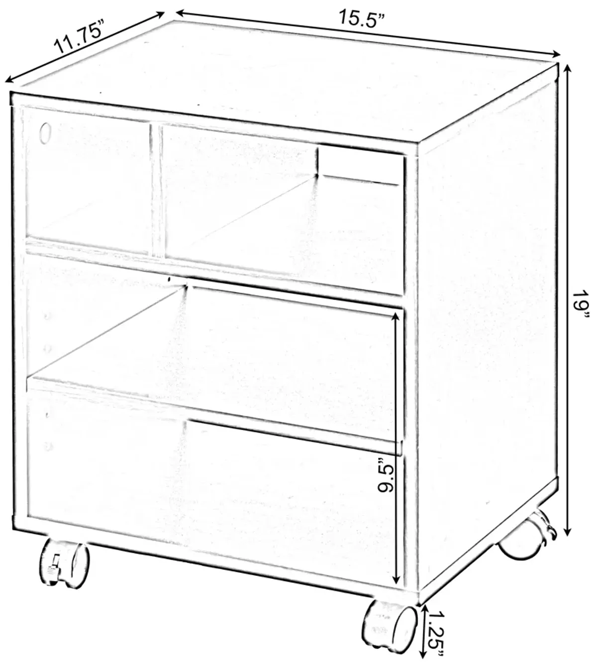 Wooden Office Storage Printer Stand with Wheels, White