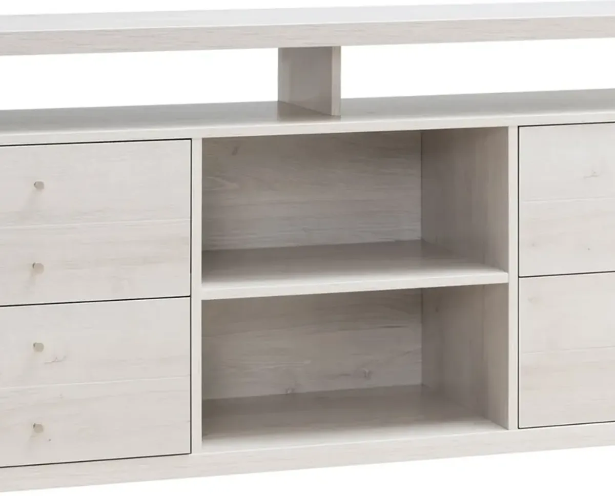 60 Inch Modern Sideboard Buffet Console Cabinet, 4 Drawers, Wood, White Oak - Benzara