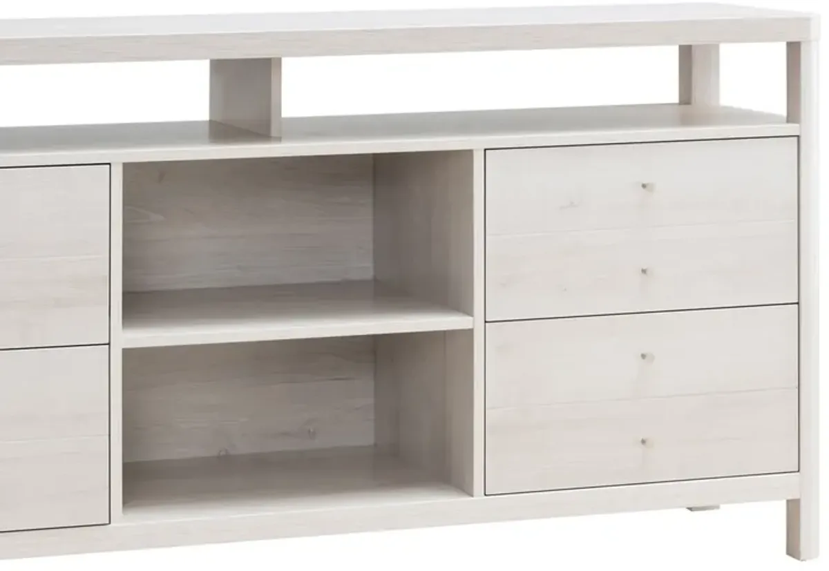 60 Inch Modern Sideboard Buffet Console Cabinet, 4 Drawers, Wood, White Oak - Benzara