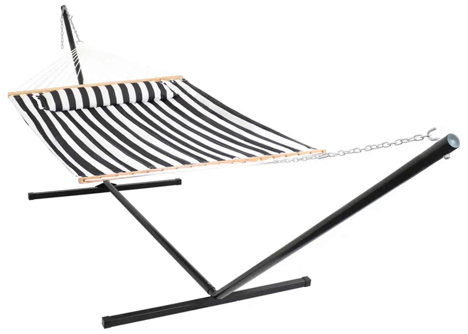 Sunnydaze 2-Person Quilted Fabric Hammock with Steel Stand