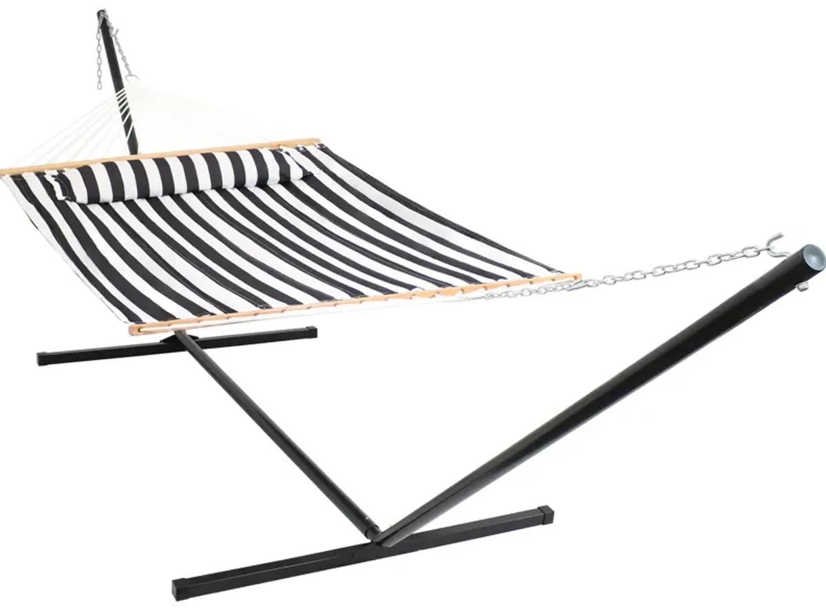 Sunnydaze 2-Person Quilted Fabric Hammock with Steel Stand