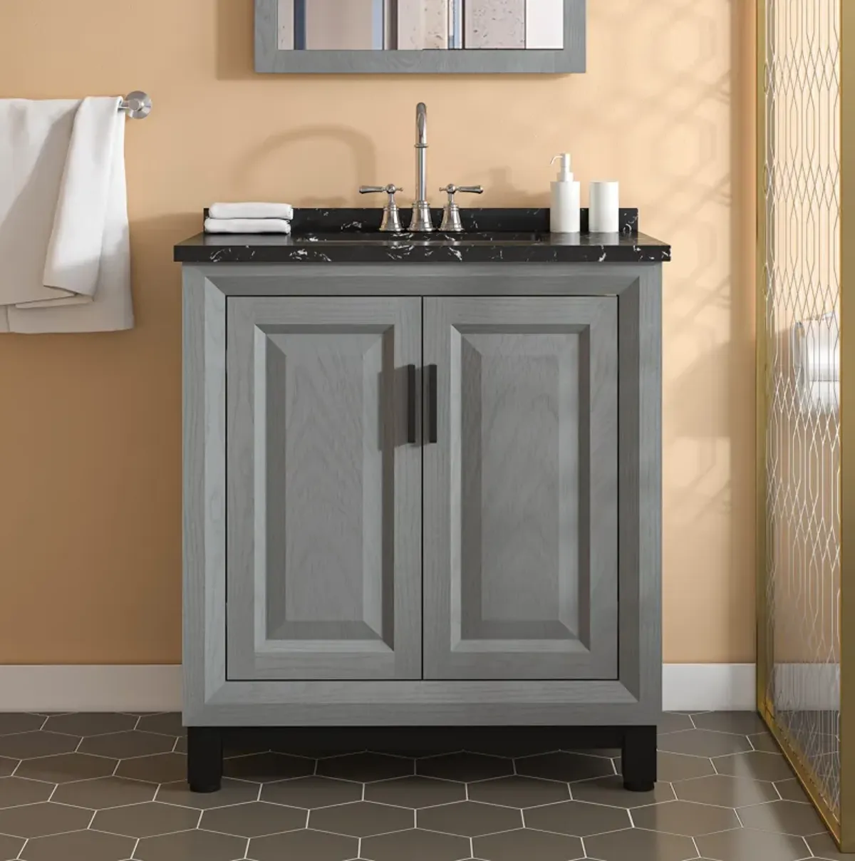 FESTIVO 30" Freestanding Vanity with Marble Top and Storage Cabinet