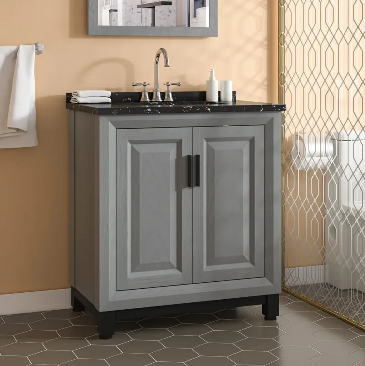 FESTIVO 30" Freestanding Vanity with Marble Top and Storage Cabinet