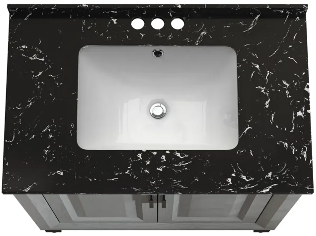 FESTIVO 30" Freestanding Vanity with Marble Top and Storage Cabinet