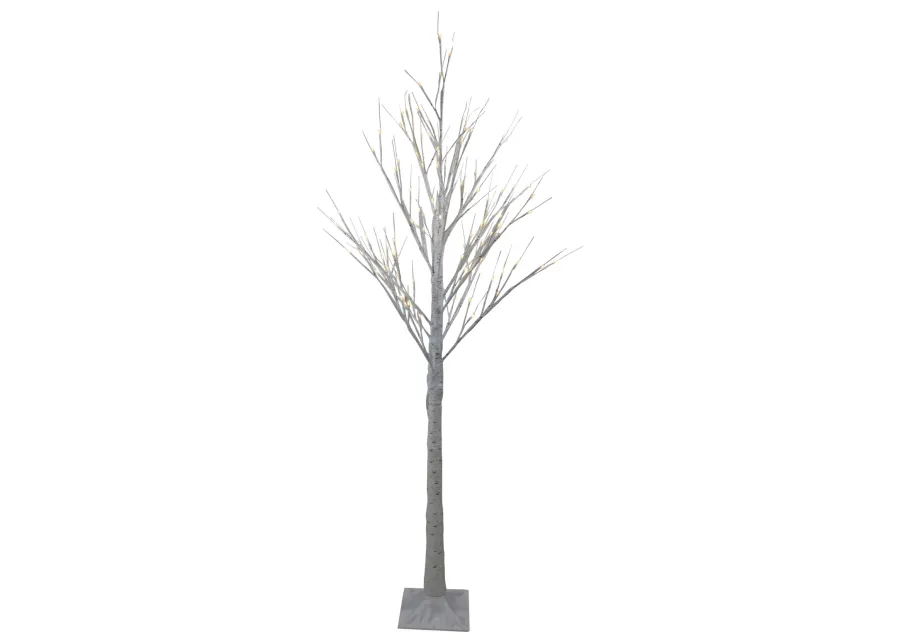 6' Lighted Christmas White Birch Twig Tree Outdoor Decoration - Warm White LED Lights