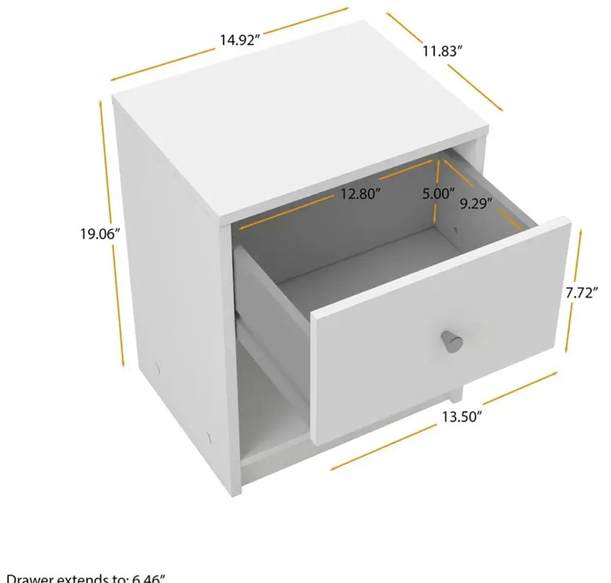 Tvilum Portland 1 Drawer Nightstand, White