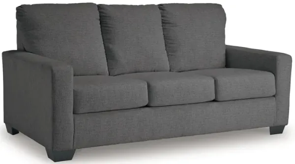 Anise Sofa Sleeper with Full Size Pull Out Bed, Pewter Gray Polyester - Benzara