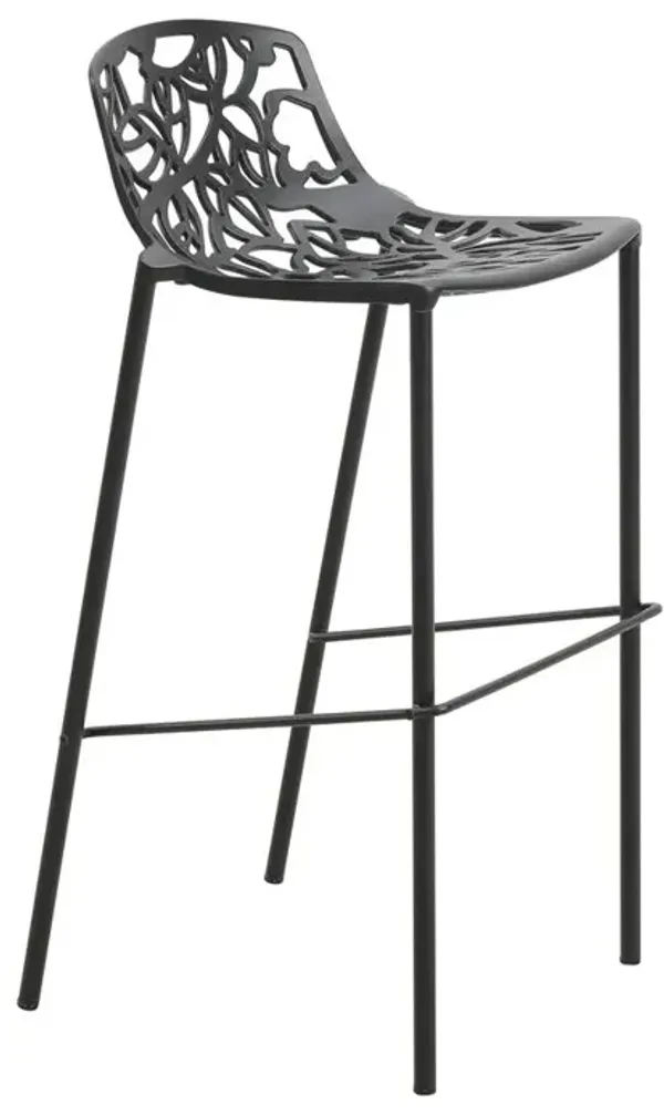 LeisureMod Aluminum Bar Stool with Powder Coated Frame and Footrest