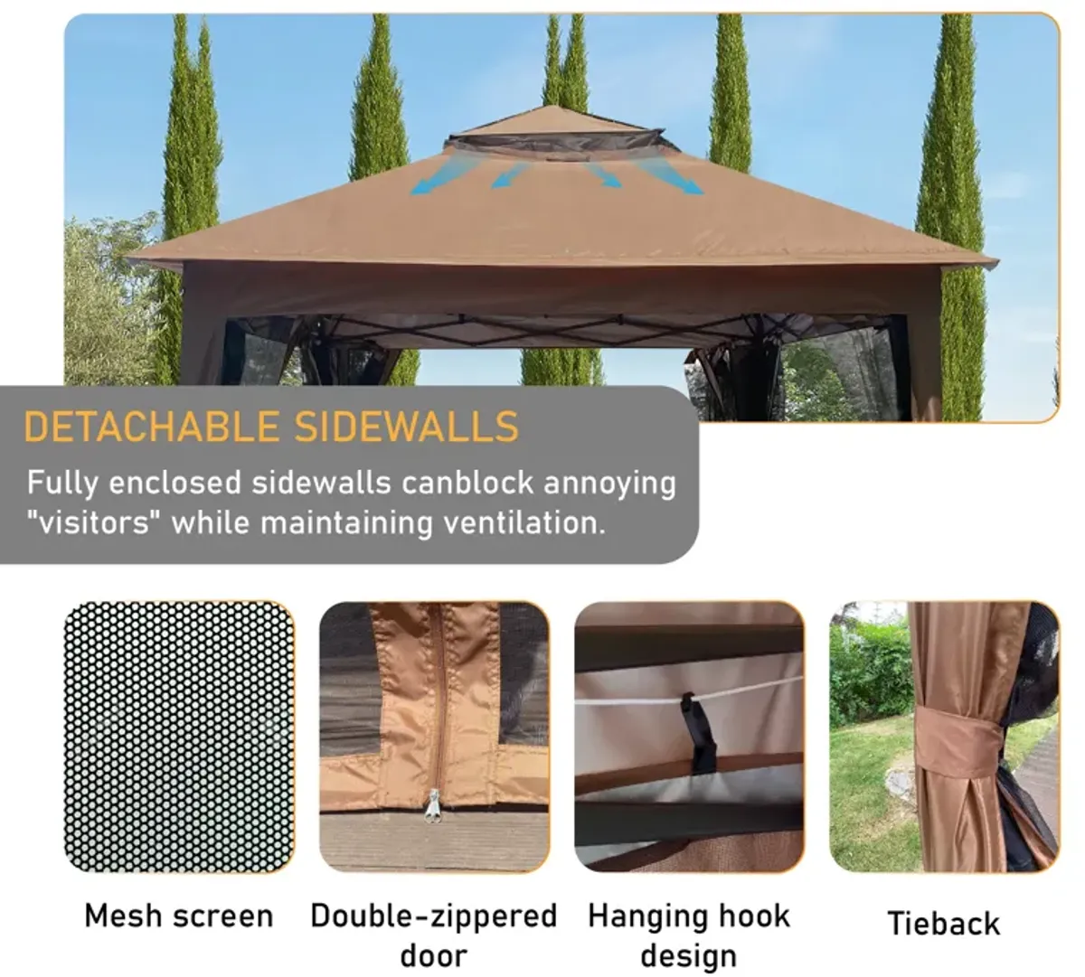 Streamdale Pop-Up Gazebo with Netting, 11x11FT