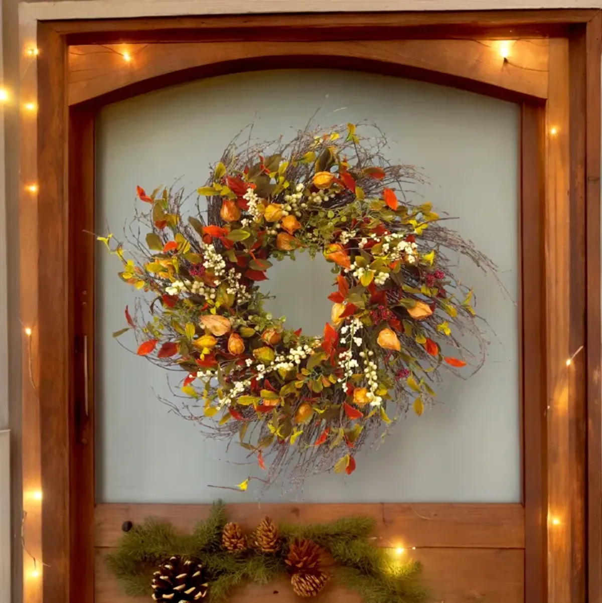 Cape Gooseberry Wreath for Unique Home or Fall Décor