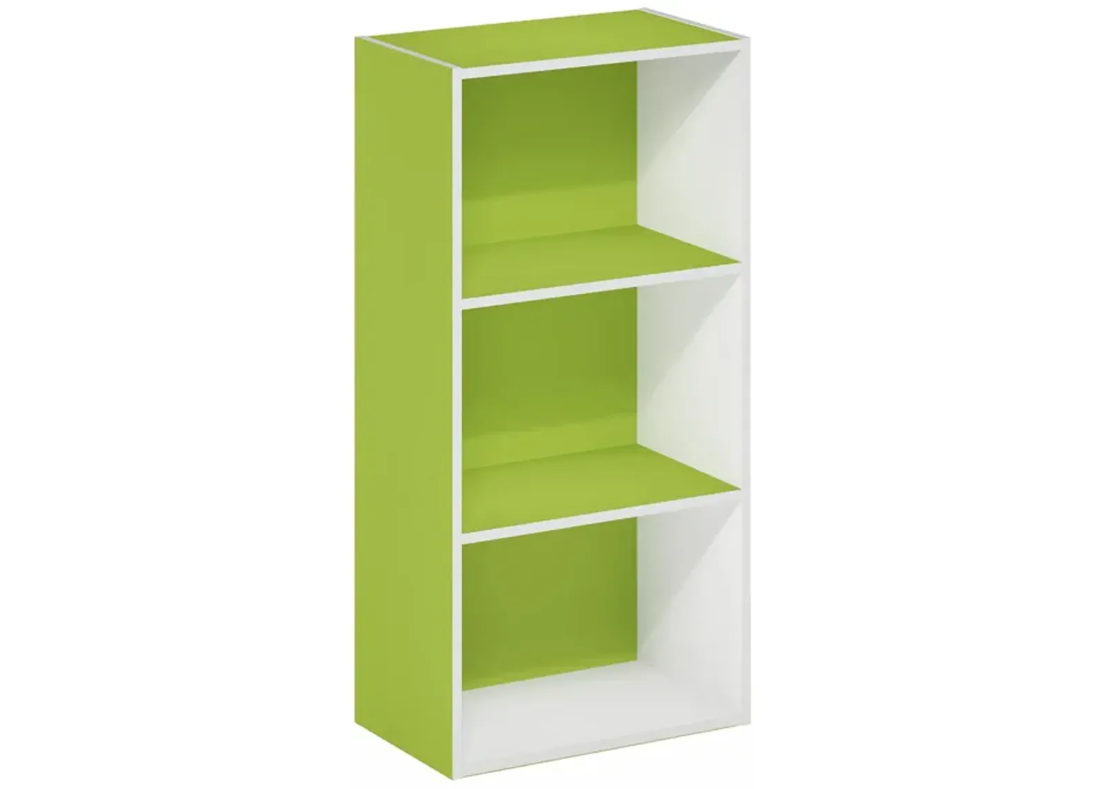 Furinno Luder 3-Tier Open Shelf Bookcase, Green/White