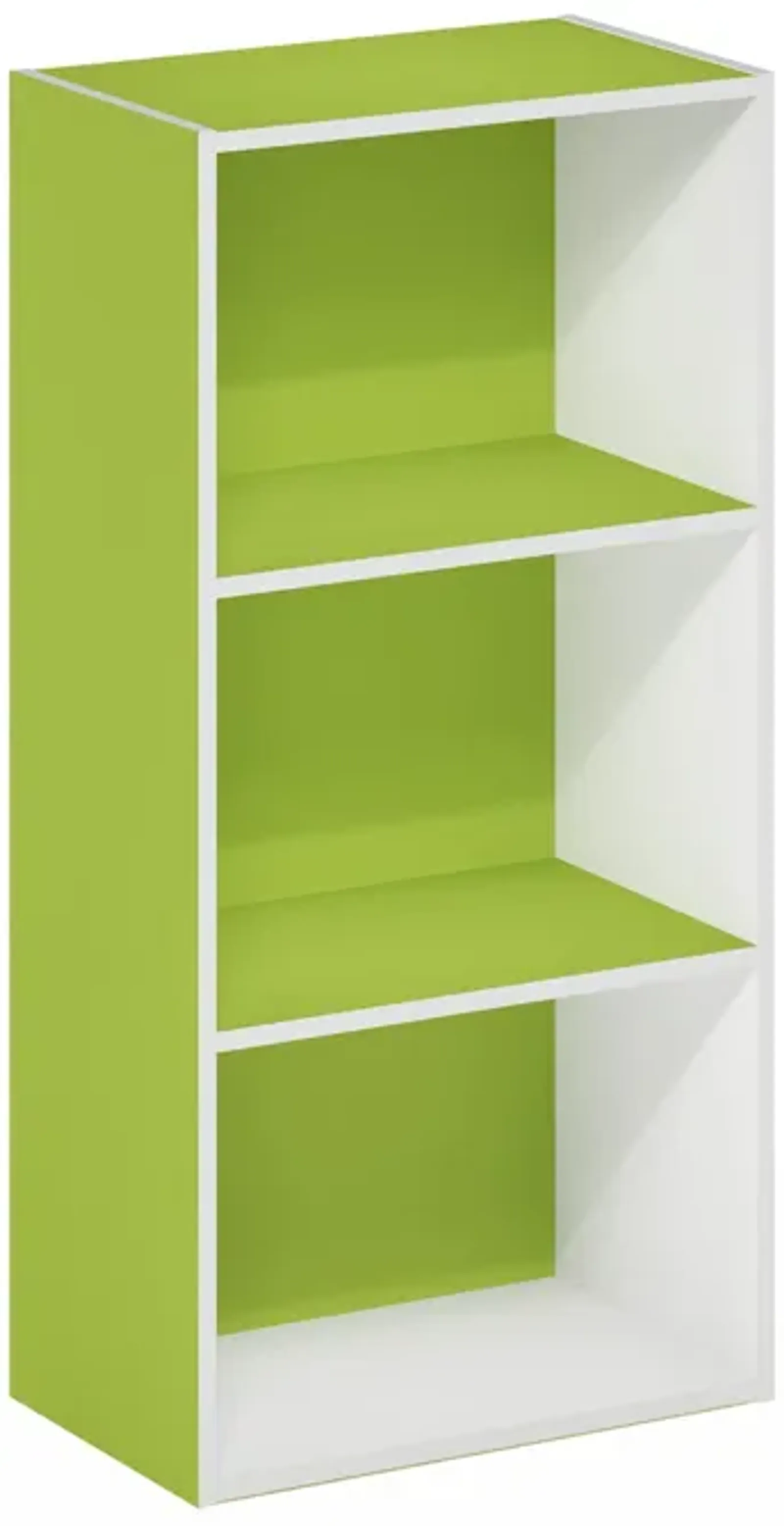 Furinno Luder 3-Tier Open Shelf Bookcase, Green/White