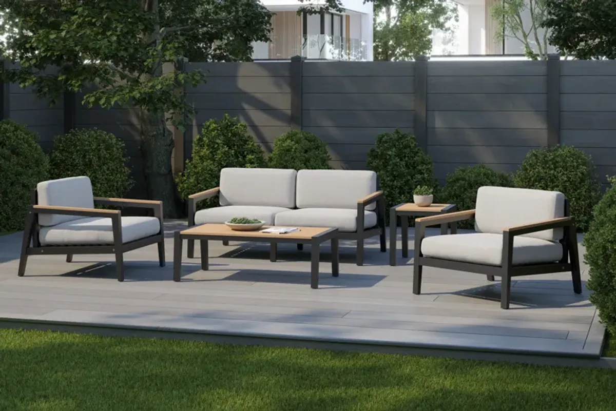 Rhodes 4 Seater Outdoor Conversation Set with Coffee Table & Side Table