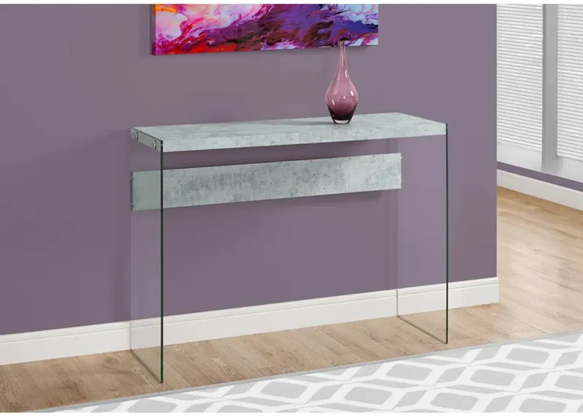 Monarch Specialties I 3232 Accent Table, Console, Entryway, Narrow, Sofa, Living Room, Bedroom, Tempered Glass, Laminate, Grey, Clear, Contemporary, Modern