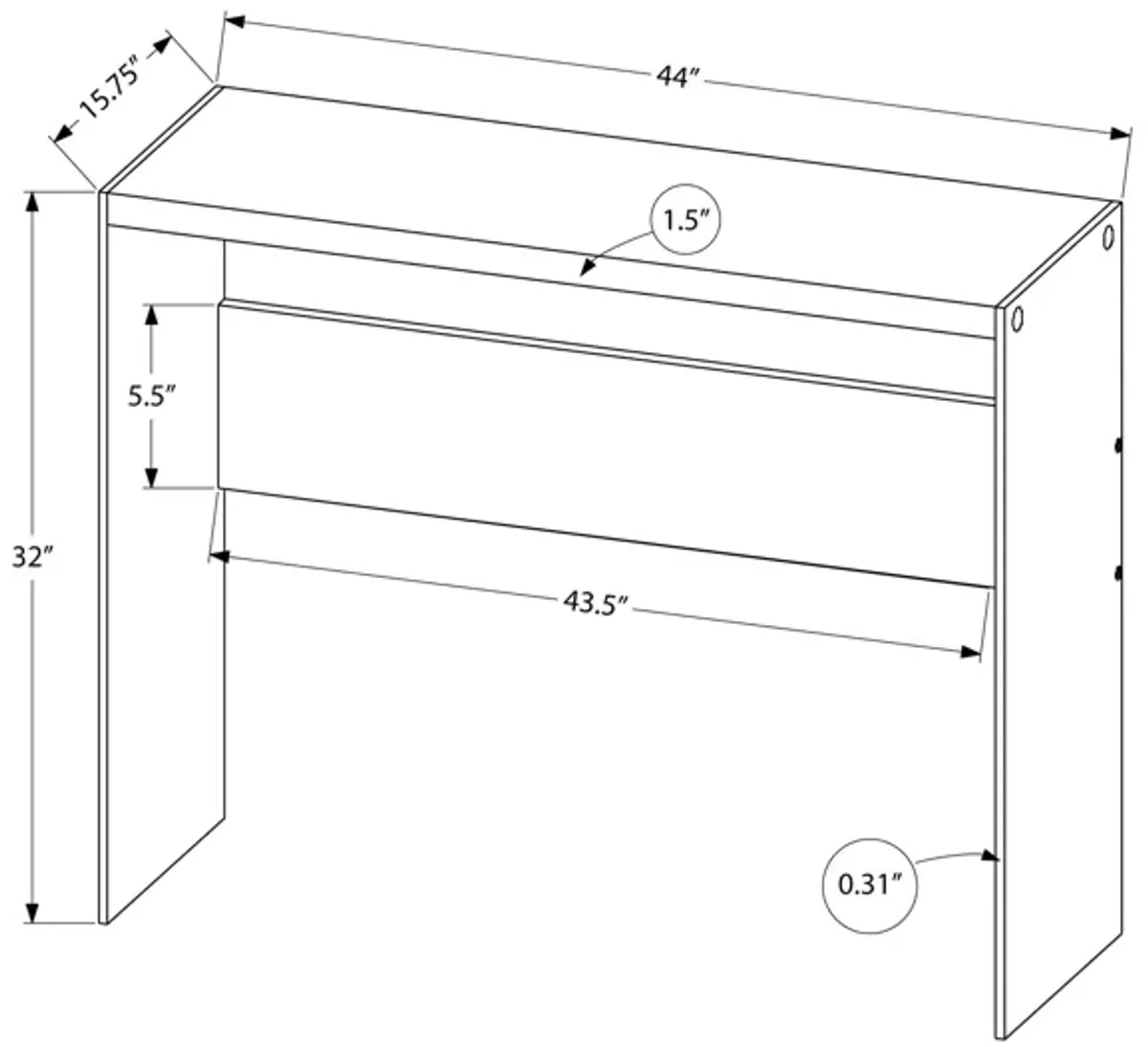 Monarch Specialties I 3232 Accent Table, Console, Entryway, Narrow, Sofa, Living Room, Bedroom, Tempered Glass, Laminate, Grey, Clear, Contemporary, Modern