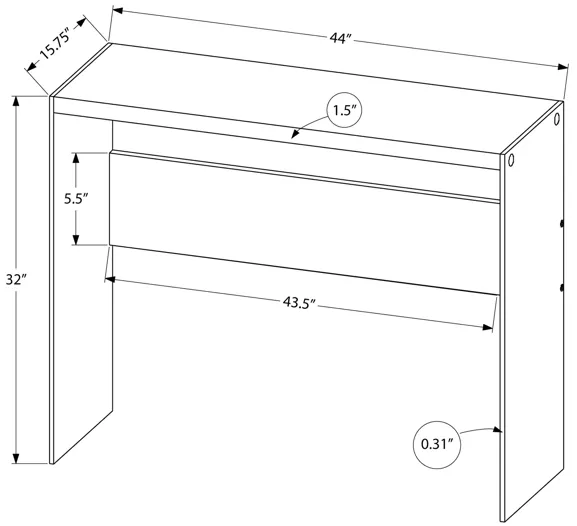 Monarch Specialties I 3232 Accent Table, Console, Entryway, Narrow, Sofa, Living Room, Bedroom, Tempered Glass, Laminate, Grey, Clear, Contemporary, Modern