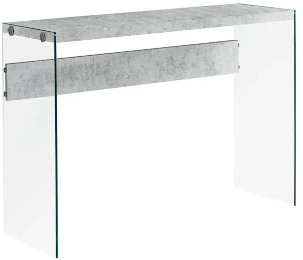 Monarch Specialties I 3232 Accent Table, Console, Entryway, Narrow, Sofa, Living Room, Bedroom, Tempered Glass, Laminate, Grey, Clear, Contemporary, Modern