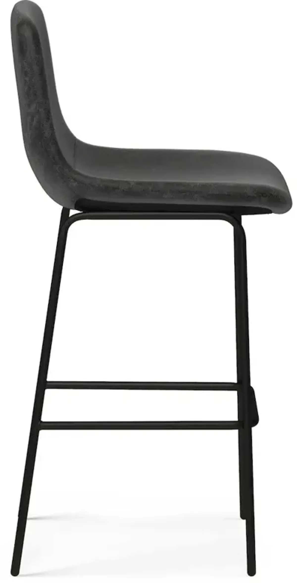 Simpli Home Jolie Bar Stool (Set Of 2) In Distressed Charcoal Grey Vegan Faux Leather