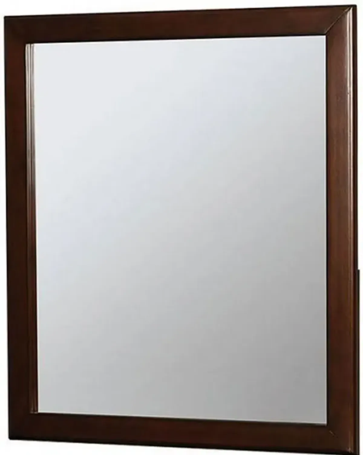 32 Inch Transitional Style Wooden Frame Mirror, Cherry-Benzara