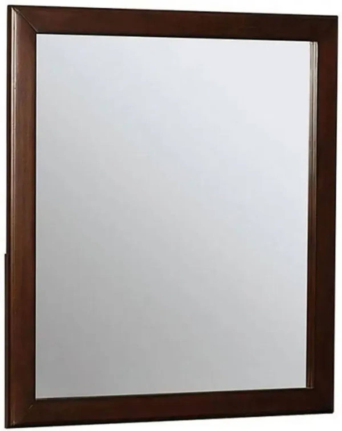 32 Inch Transitional Style Wooden Frame Mirror, Cherry-Benzara