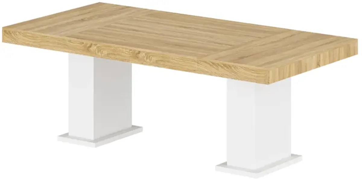 Wooden Grain Color Wood 78.7 in. Width Rectangle Double Pedestal Desk, Meeting Table for 8