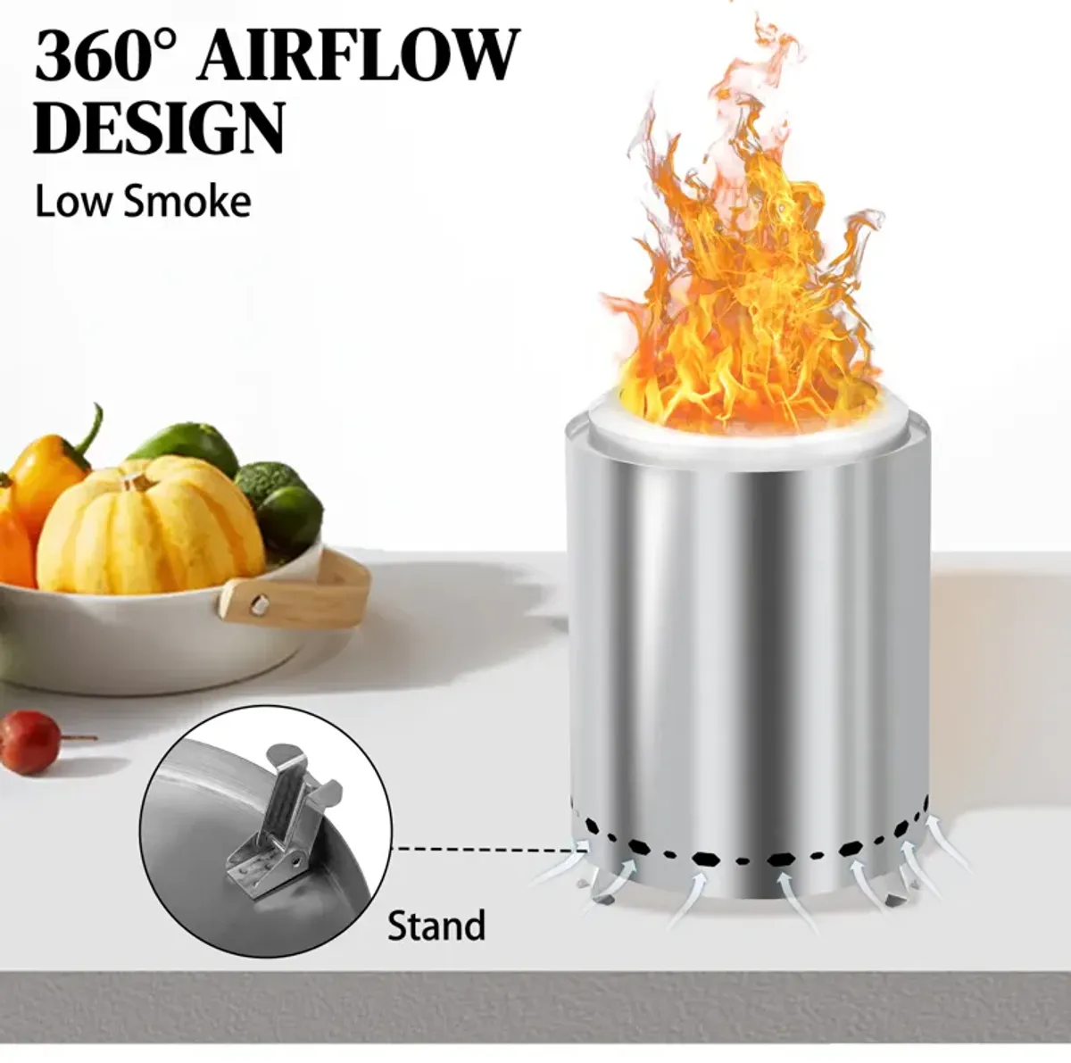 Smokeless Fire Pit Efficient & Low-Smoke Outdoor Wood-Burning Fire Pit for Patio & Backyard