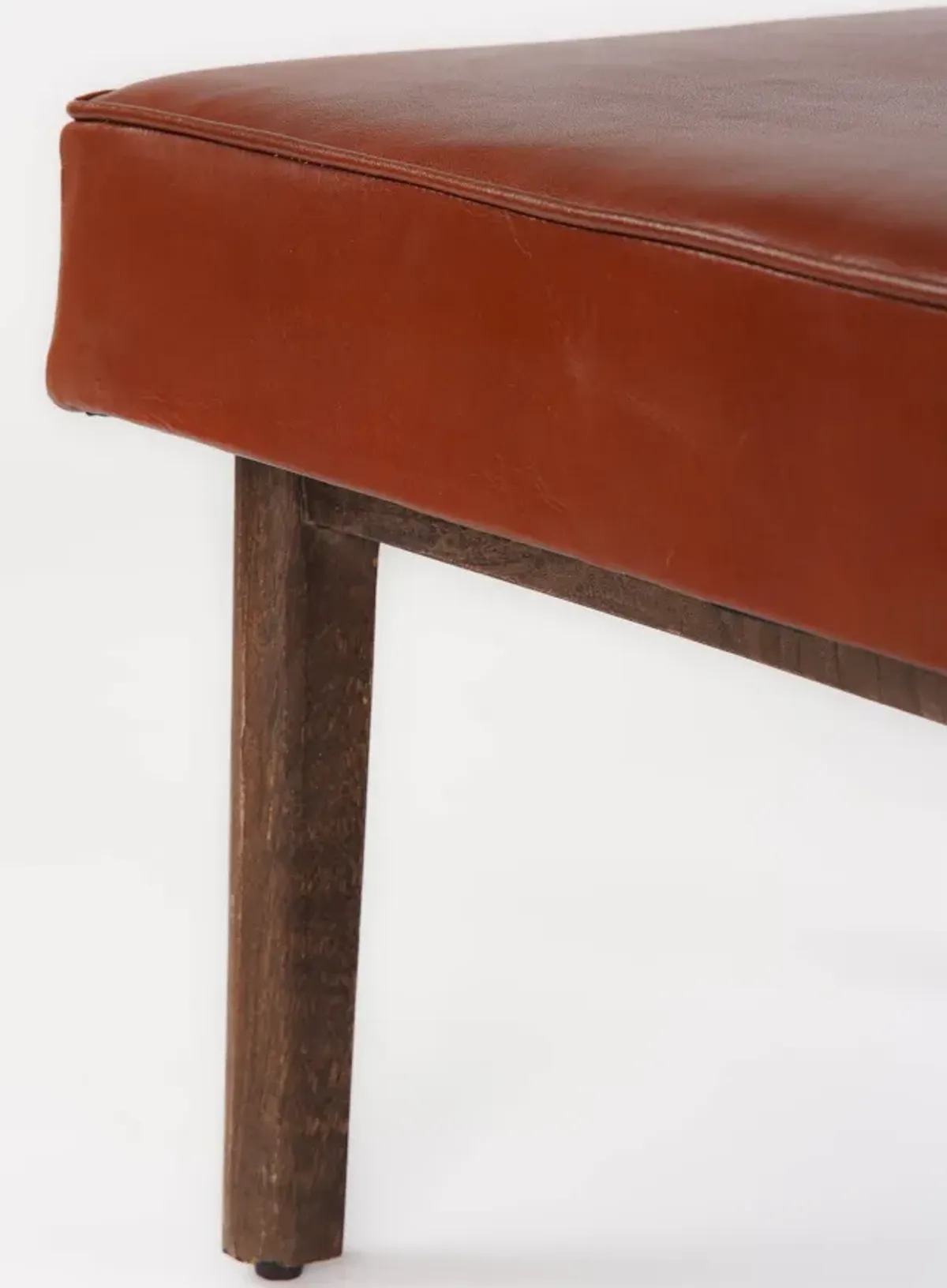 Handmade Eco-Friendly Geometric Buffalo Leather & Wood Black Square Ottomon Stool 24"x24"x16" From BBH Homes