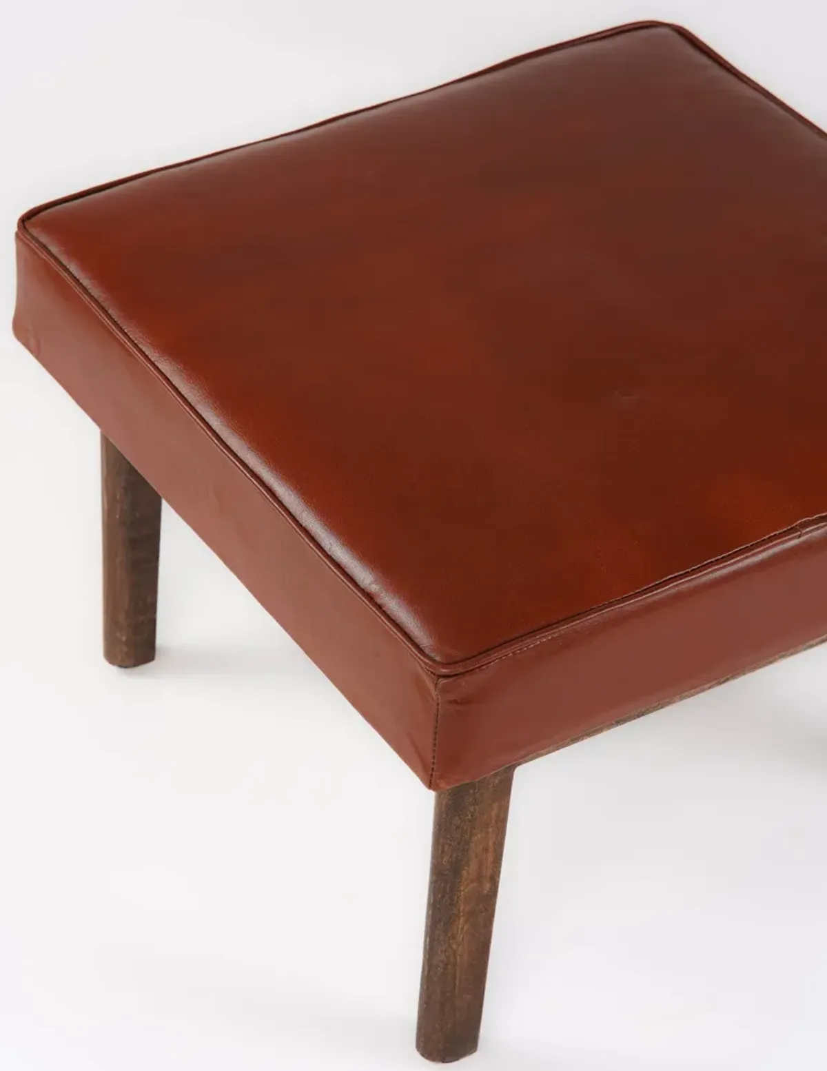 Handmade Eco-Friendly Geometric Buffalo Leather & Wood Black Square Ottomon Stool 24"x24"x16" From BBH Homes