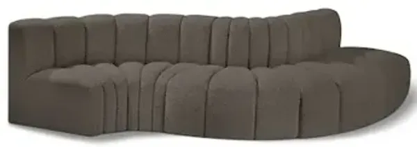 Meridian Furniture Arc Brown Boucle Fabric Modular Sofa