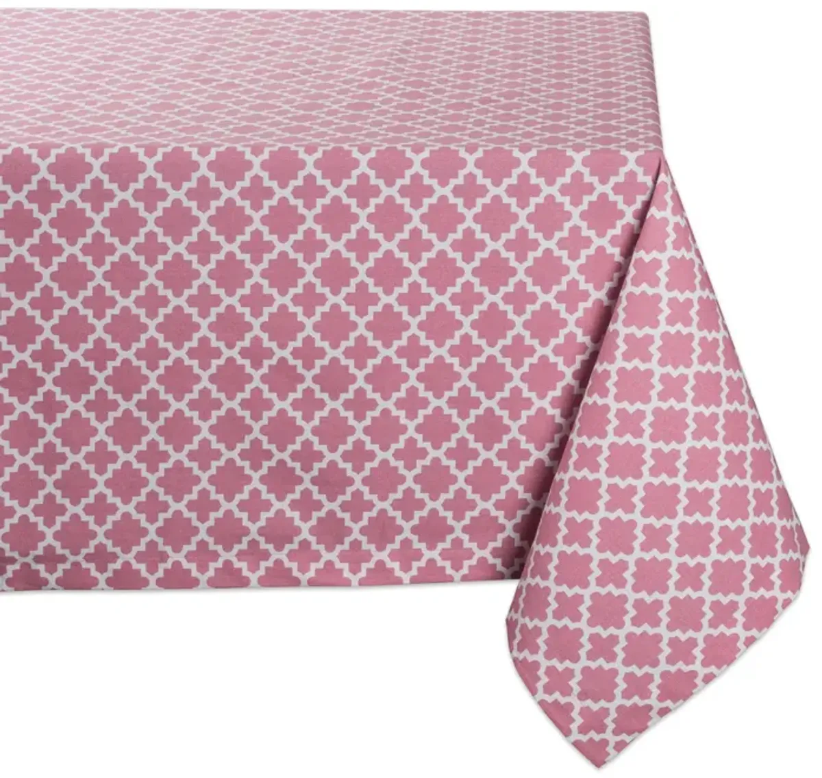 84" Pale Pink and White Lattice Rectangular Tablecloth