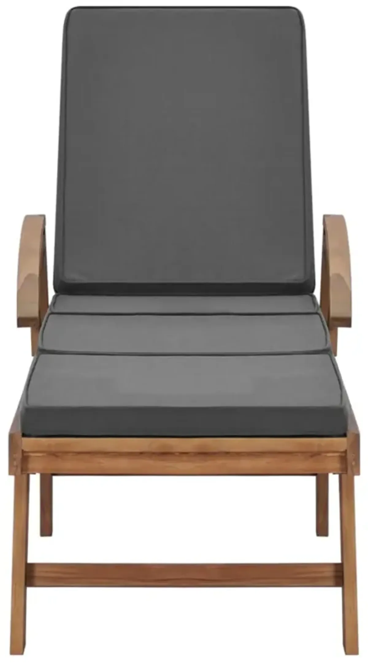 vidaXL Sun Lounger with Cushion Solid Teak Wood Dark Gray