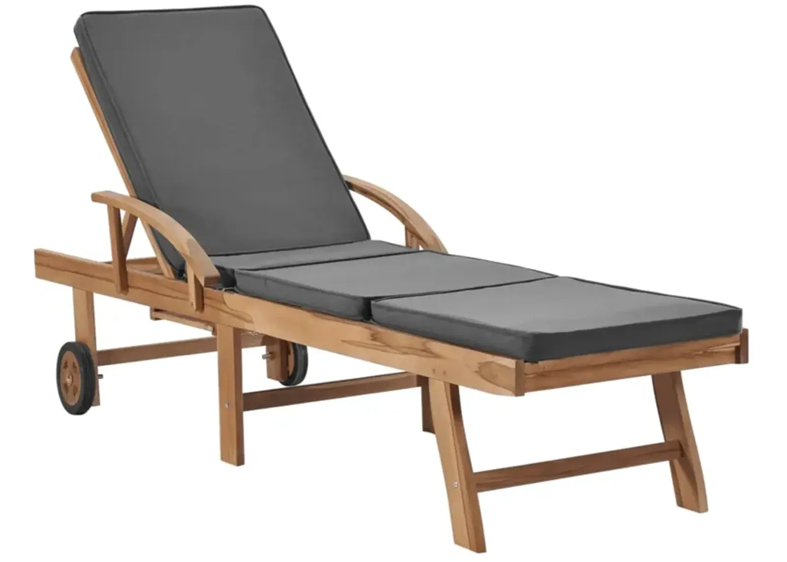 vidaXL Sun Lounger with Cushion Solid Teak Wood Dark Gray