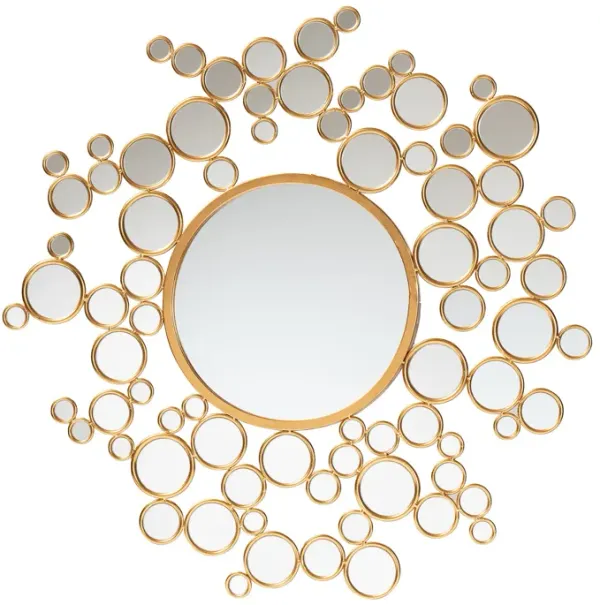 Baxton Studio Castiel Modern Glam and Luxe Antique Goldleaf Metal Bubble Accent Wall Mirror