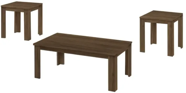 Monarch Specialties I 7862P Table Set, 3pcs Set, Coffee, End, Side, Accent, Living Room, Laminate, Walnut, Transitional
