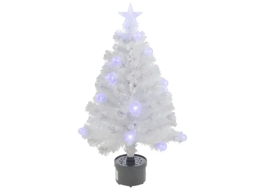 3' Pre-Lit White Fiber Optic Artificial Christmas Tree  White Lights