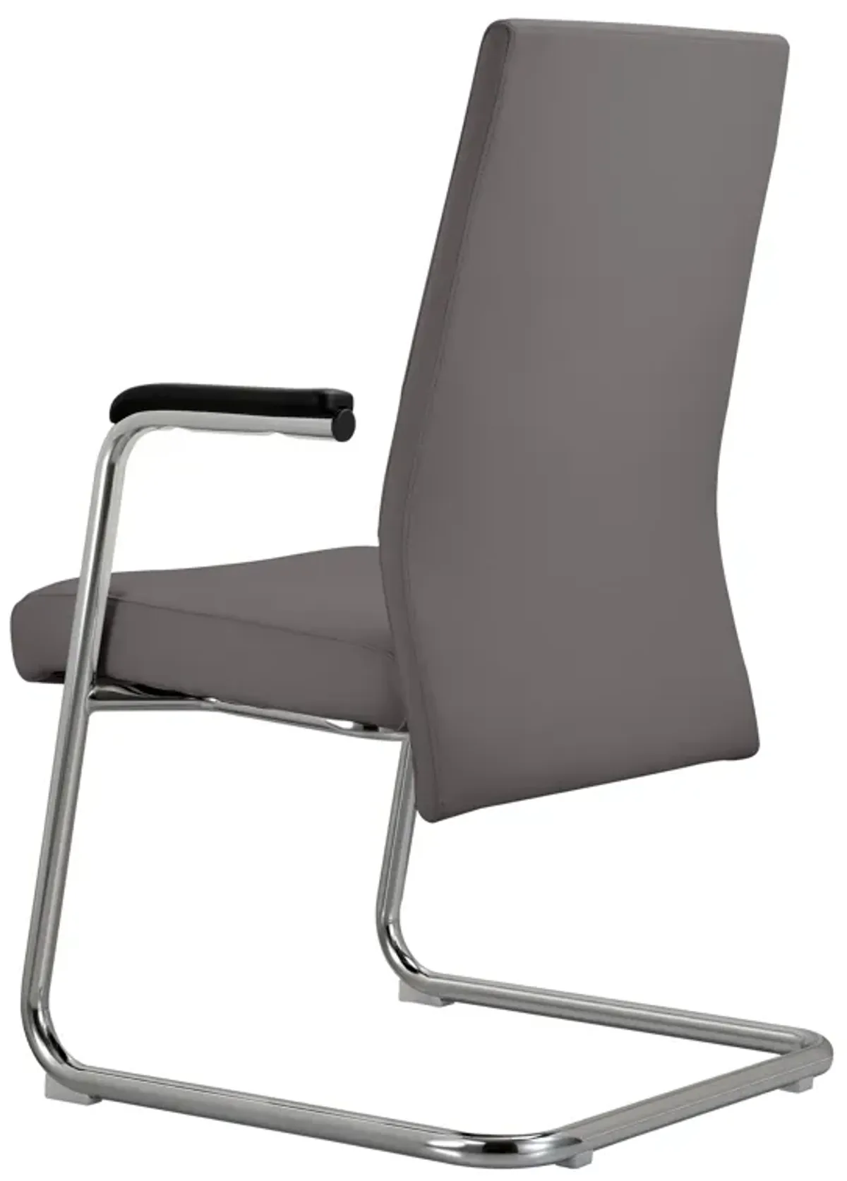 LeisureMod Aleen Mid-Century Modern Office Chair with Upholstered Seat and Metal Armrest