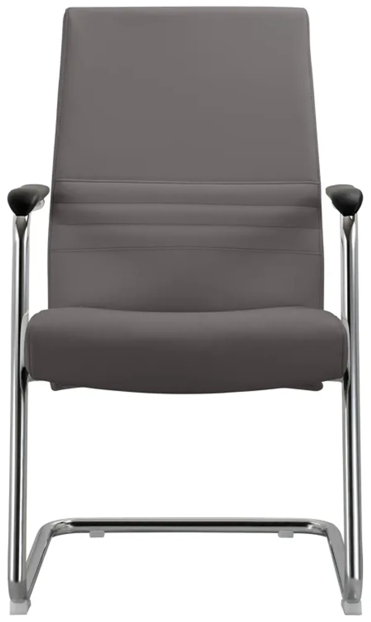 LeisureMod Aleen Mid-Century Modern Office Chair with Upholstered Seat and Metal Armrest